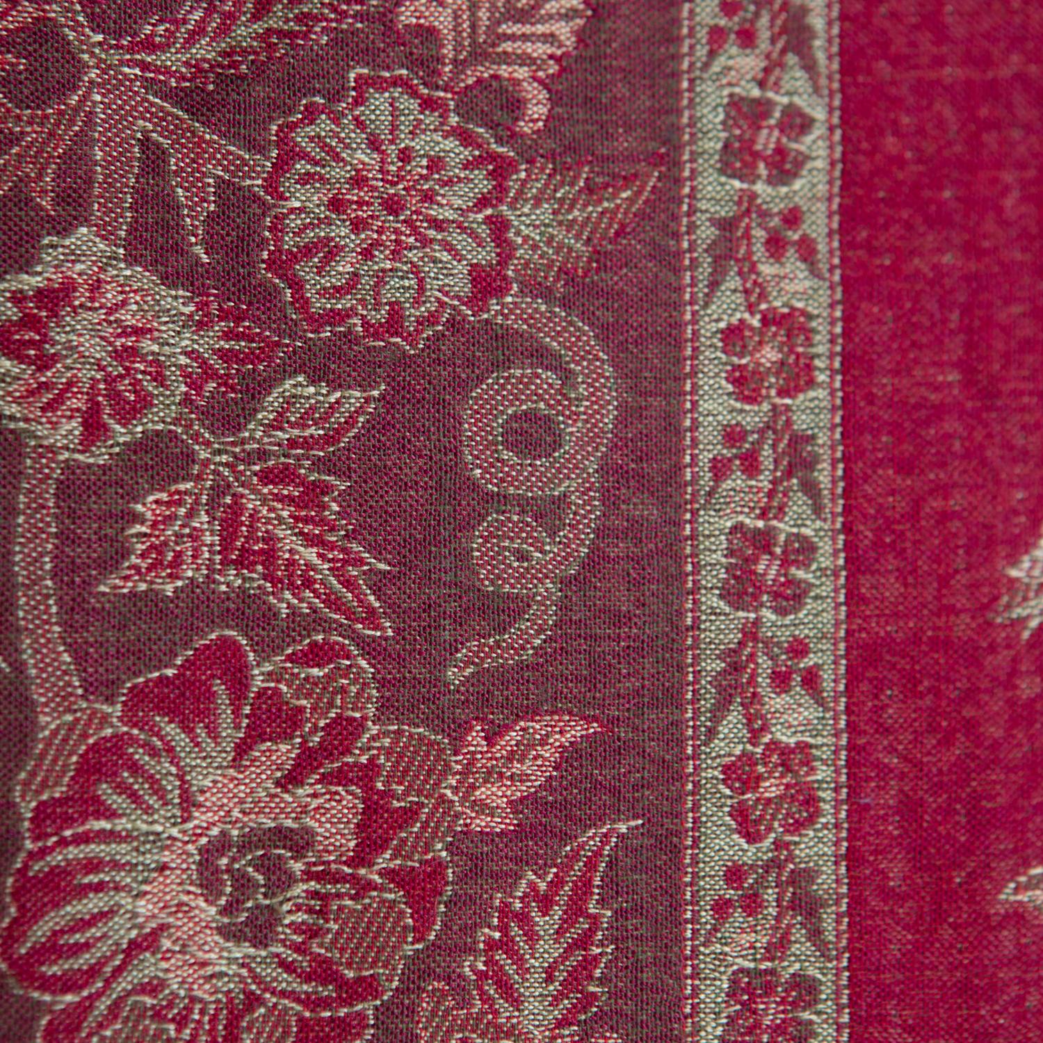 Indian Ruby Red from Kashmir, a Cashmere Pashmina Tree of Life Coverlet or Shawl For Sale