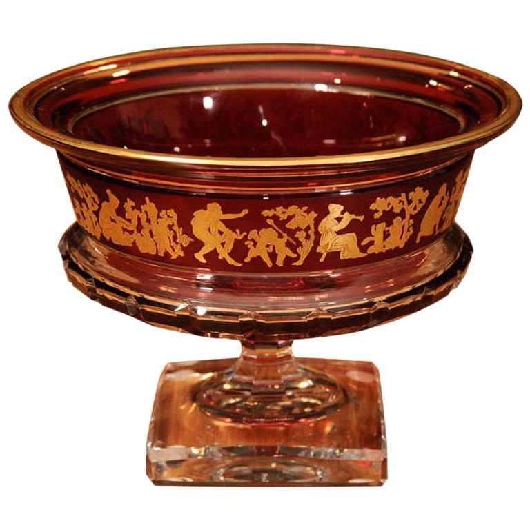 Ruby Red Glass Compote by Val St. Lambert For Sale