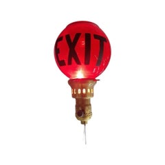 Ruby Red Glass Lightly Etched Antique Exit 2" Light Globe