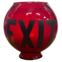 Ruby Red Glass Lightly Etched Antique Exit 2" Light Globe