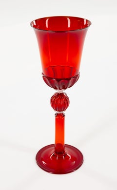 Ruby Red Hand-Blown Murano Glass Ceremonial Goblet, Venice, Italy, 1980s