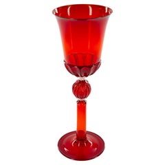 Ruby Red Hand-Blown Murano Glass Ceremonial Goblet, Venice, Italy, 1980s