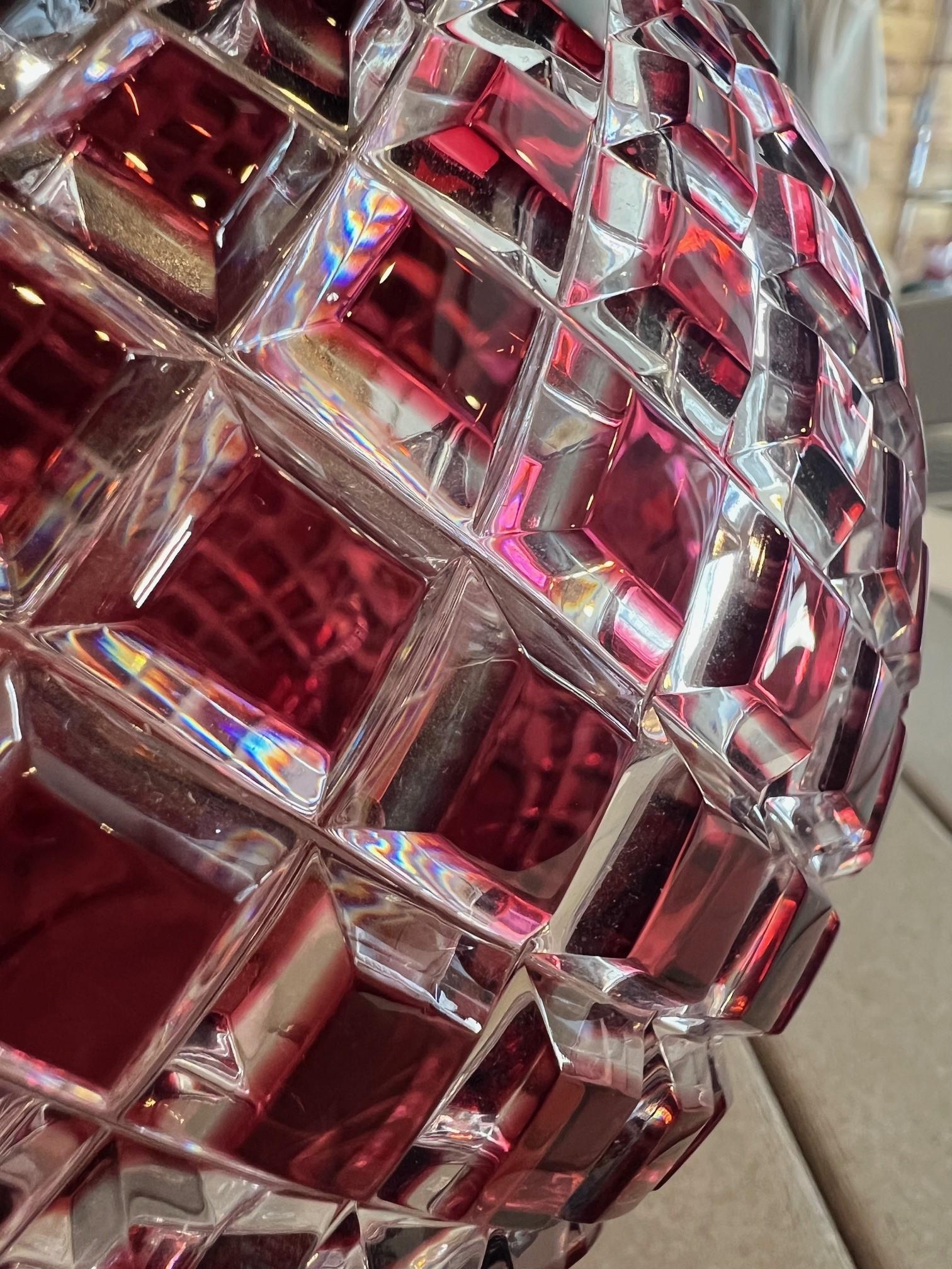 Ruby Red Hand Cut Lead Crystal Vase by Caesar Crystal Bohemiae Co.Czech Republic For Sale 3