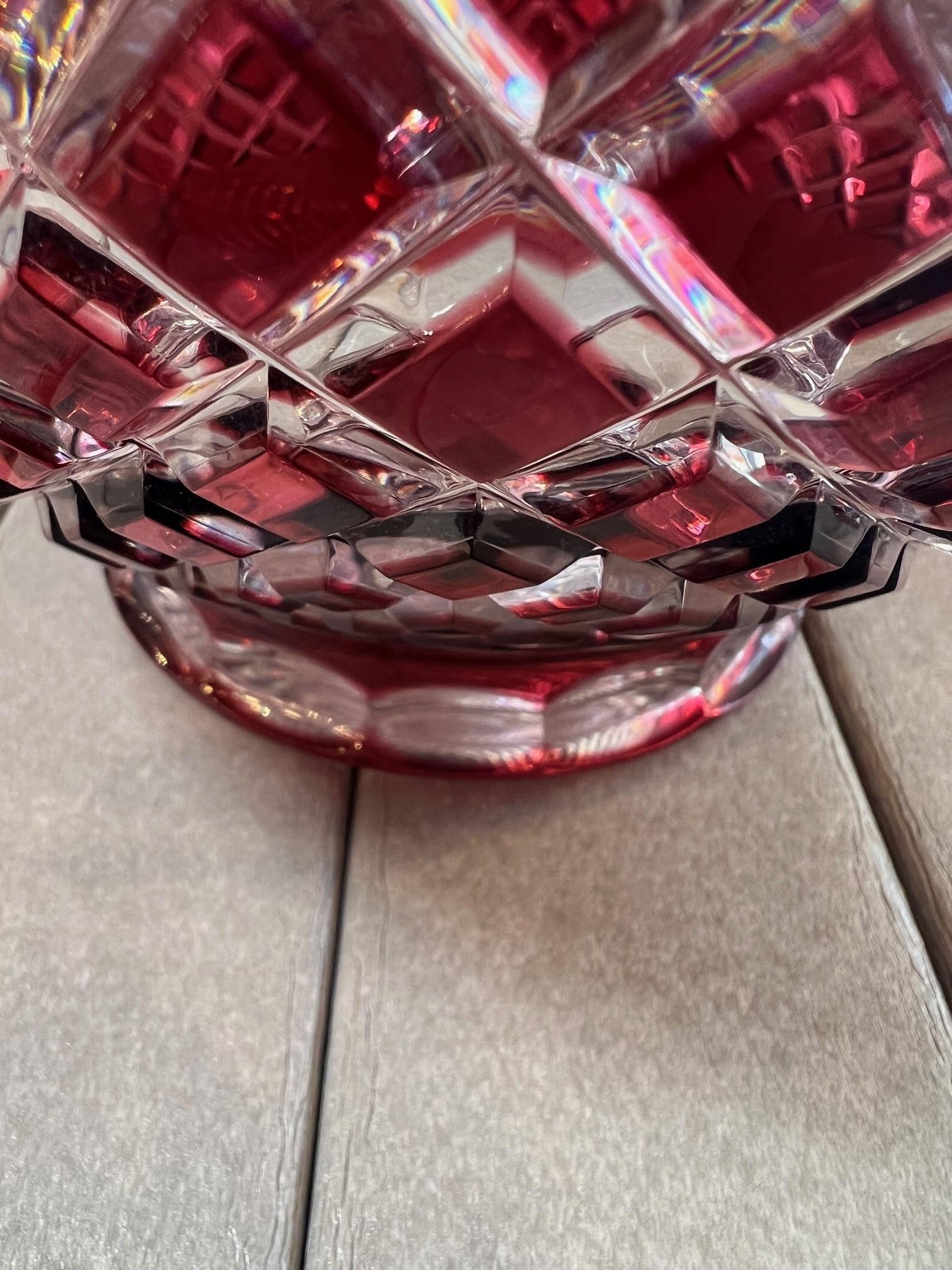 Ruby Red Hand Cut Lead Crystal Vase by Caesar Crystal Bohemiae Co.Czech Republic For Sale 4