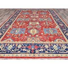 Tappeto orientale in lana Serapi Heriz Motif Design rosso rubino annodato a mano 9'10" x 13'1"