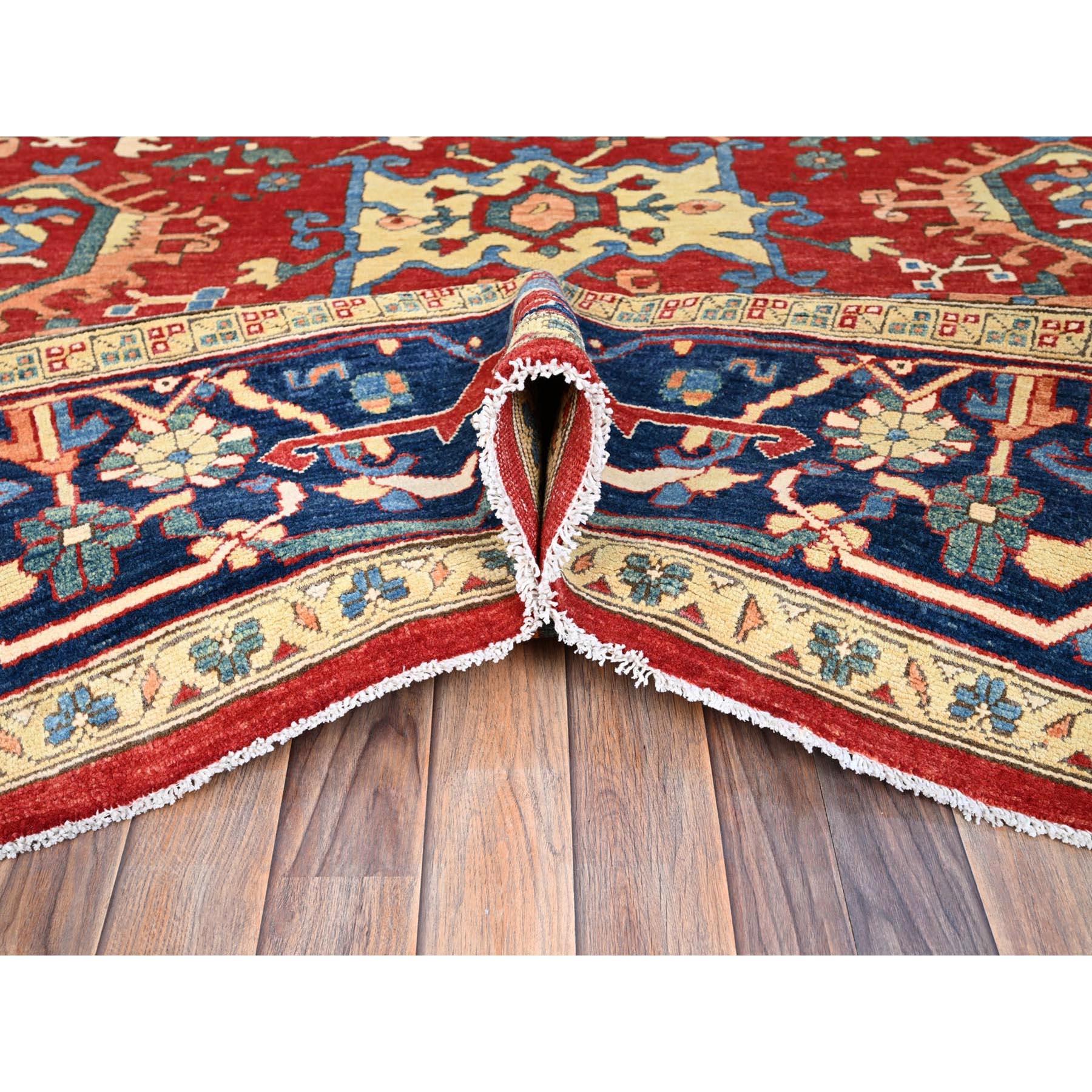 Annodato a mano Tappeto orientale in lana Serapi Heriz Motif Design rosso rubino annodato a mano 9'10