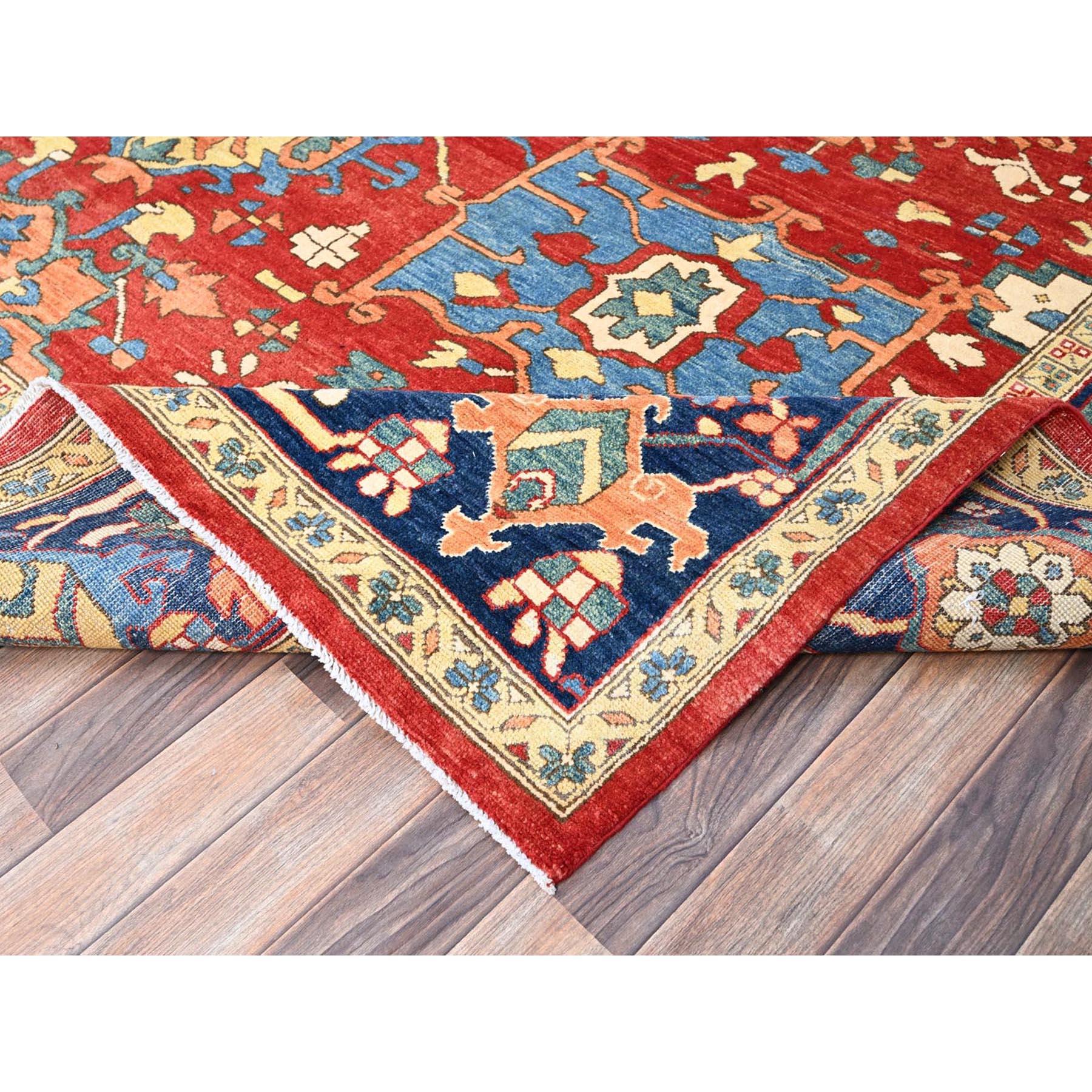 Tappeto orientale in lana Serapi Heriz Motif Design rosso rubino annodato a mano 9'10