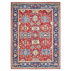 Tapis oriental noué à la main à motif Heriz rouge rubis Serapi Heriz 9'10" x 13'1"