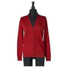 Ruby red Merino wool cardigan BURBERRY BRIT New