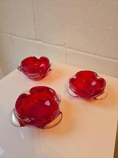 Ruby Red Murano Art Glass Sommerson Decorative Bowl Ashtray