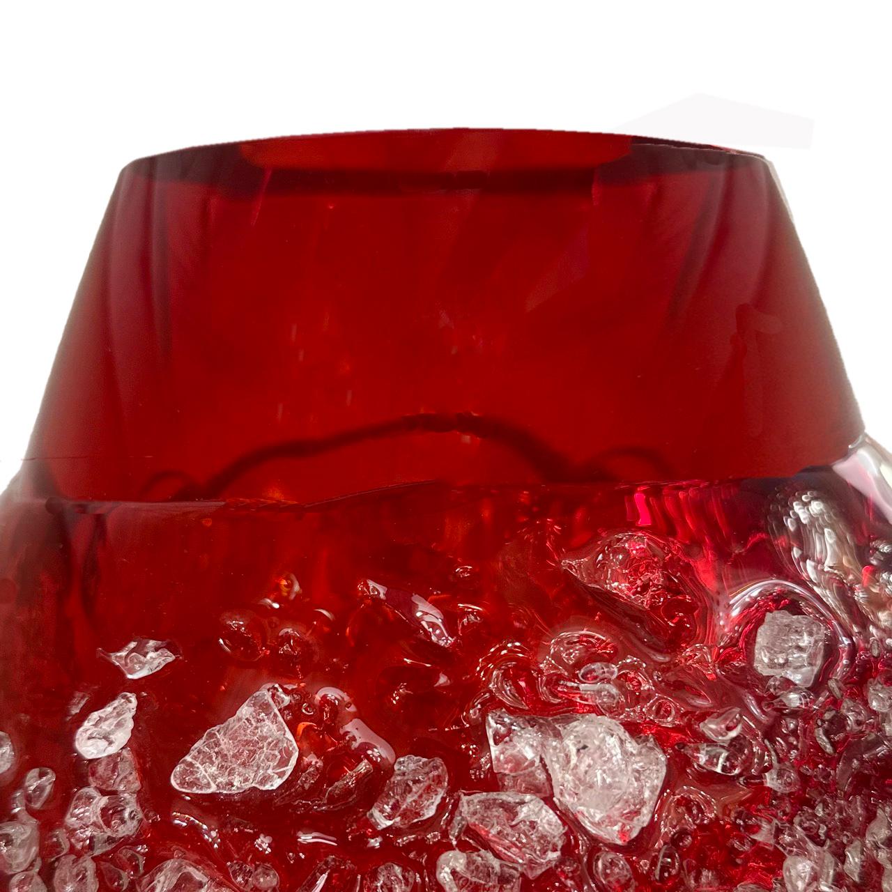 Modern Ruby Red Murano Cotisso Glass Vase For Sale