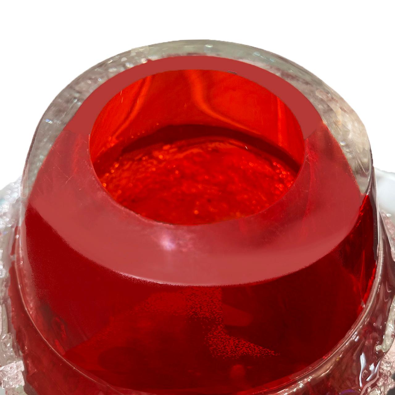 Italian Ruby Red Murano Cotisso Glass Vase For Sale
