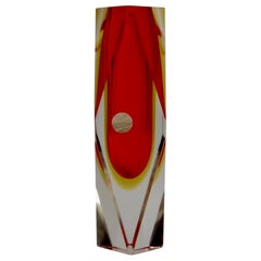 Vintage Ruby Red Murano Glass Vase by Mandruzzato for Oball, Italy, 1970s