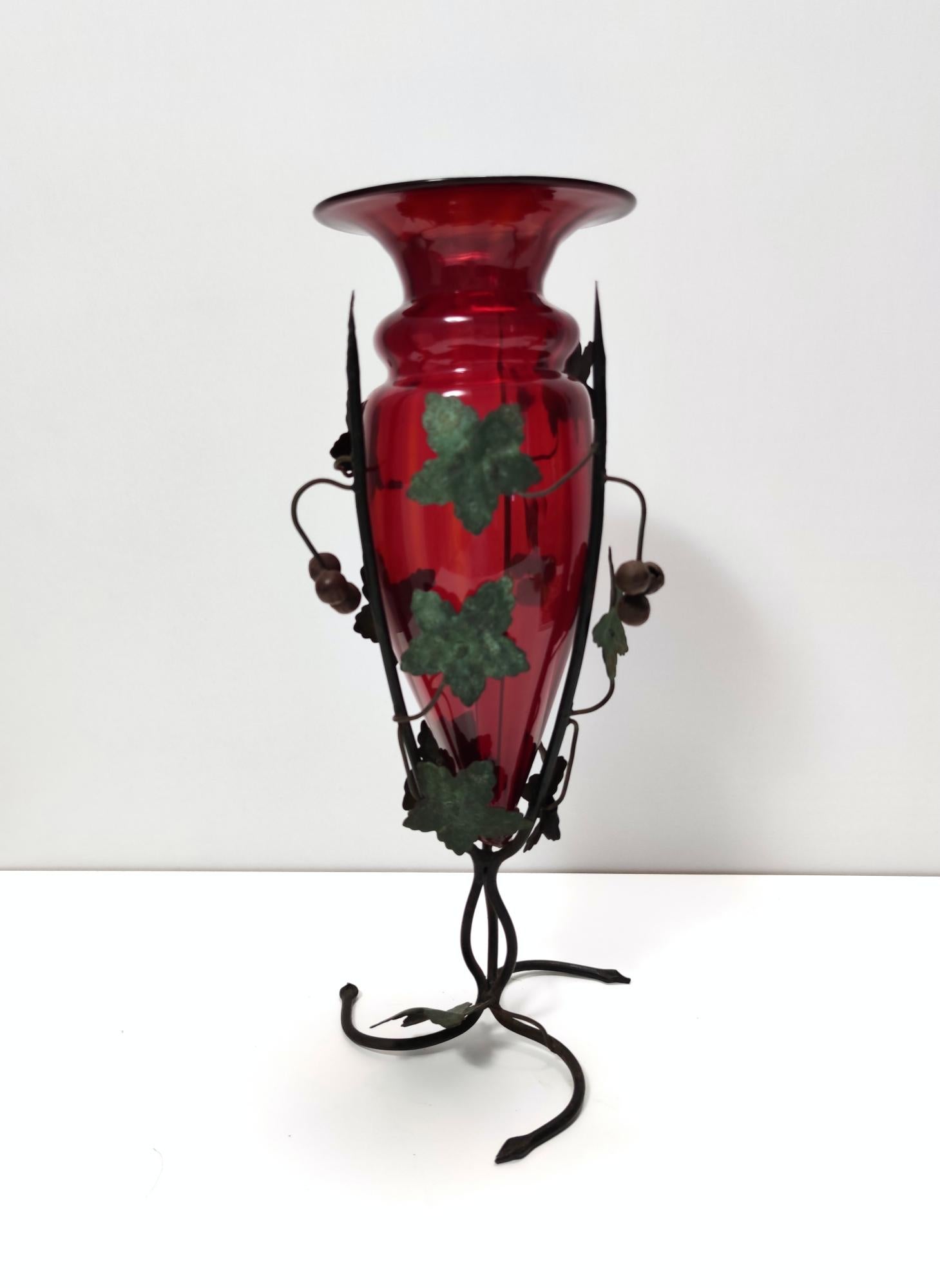ruby red glass vase
