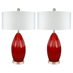 Lampade di Murano rosso rubino su lucite