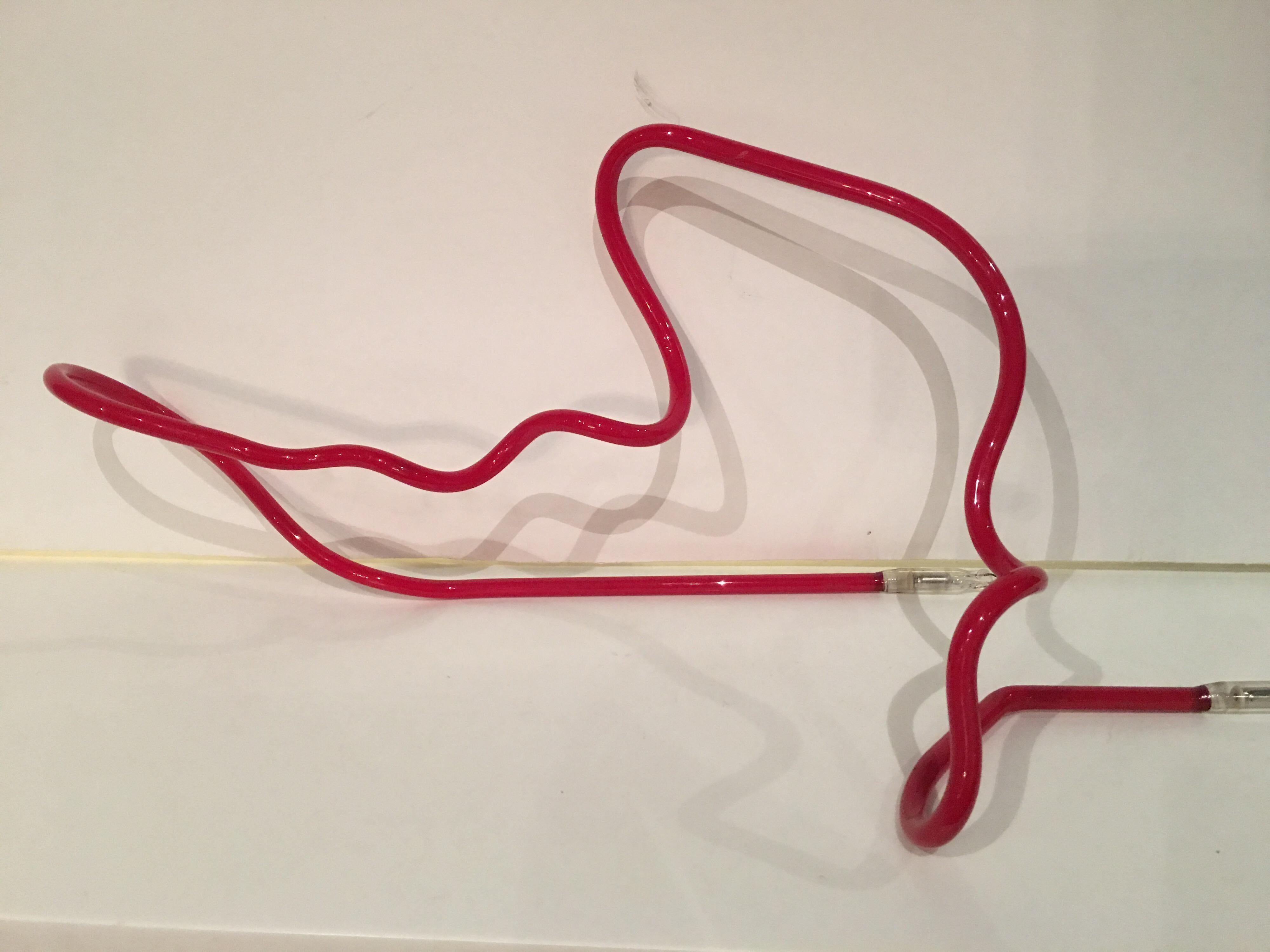 Ruby Red Neon Light Sculpture Modern One of a Kind Handmade Light Design Glow In New Condition For Sale In Brooklyn, NY