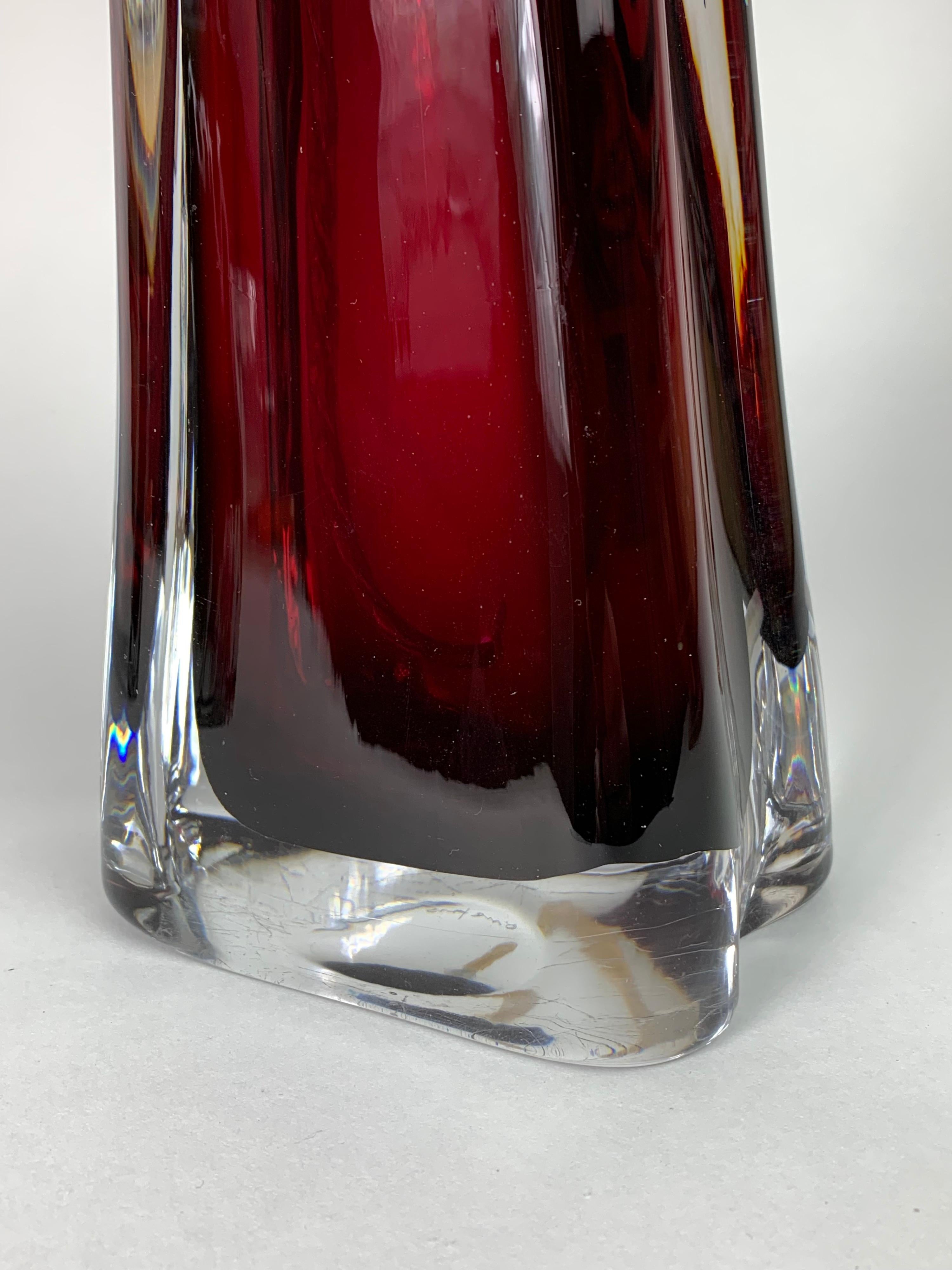 20ième siècle Lampes en verre Orrefors rouge rubis, 1950, Suède en vente