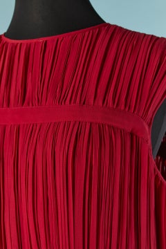 Ruby red pleated top and skirt ensemble ROCHAS New