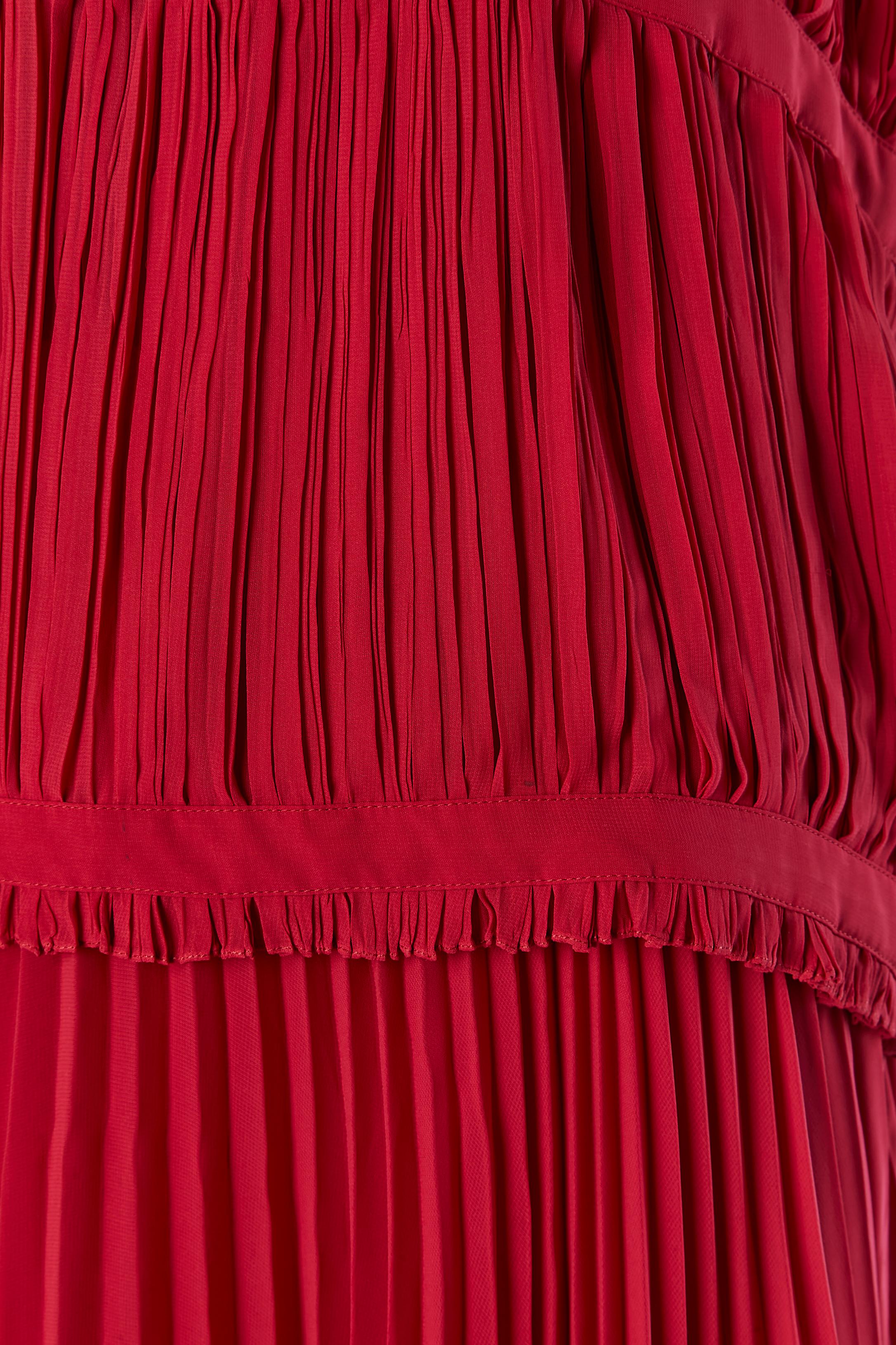 Rosso Top e gonna a pieghe rosso rubino &New Rochas in vendita