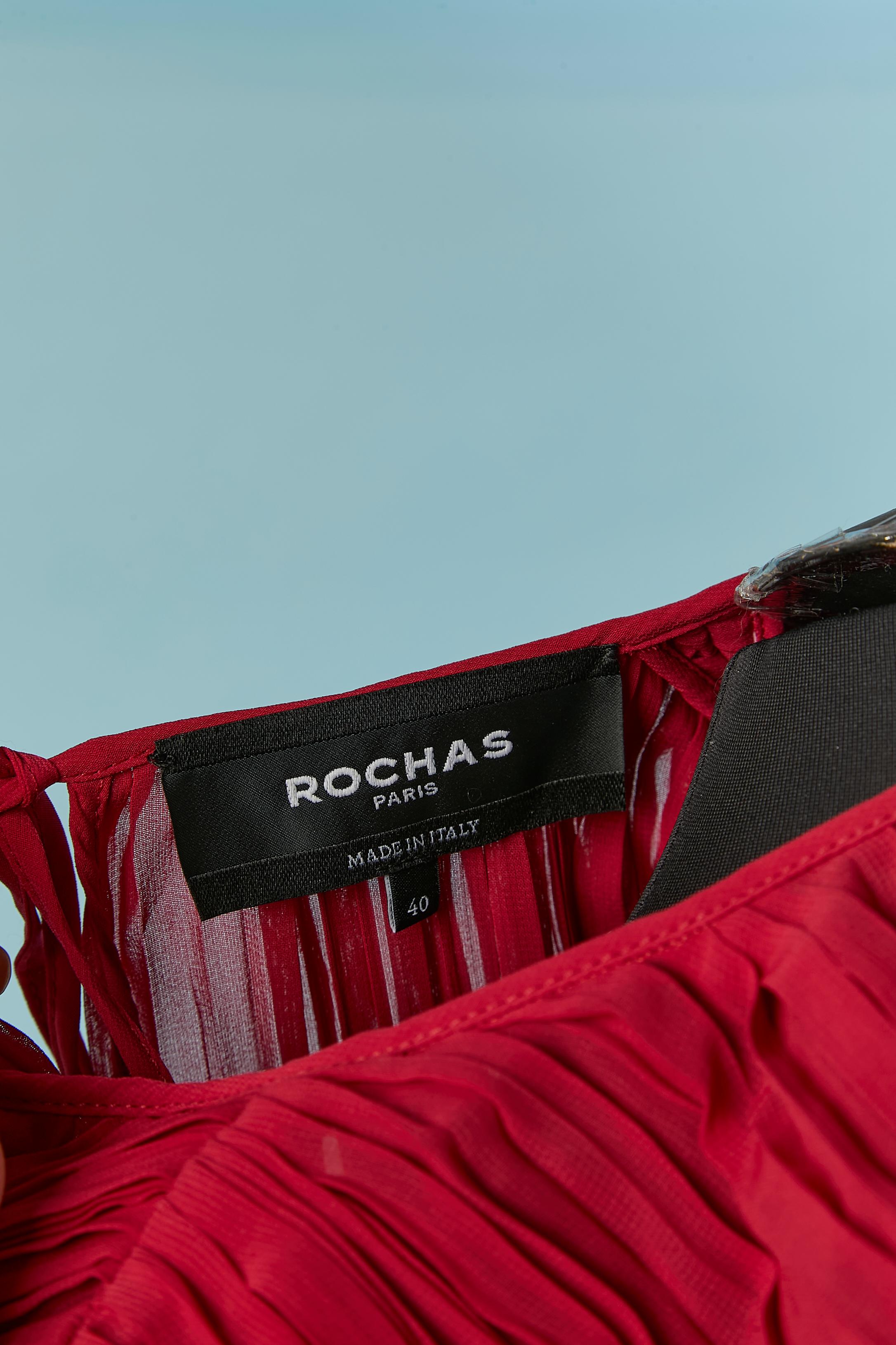 Top e gonna a pieghe rosso rubino &New Rochas in vendita 3
