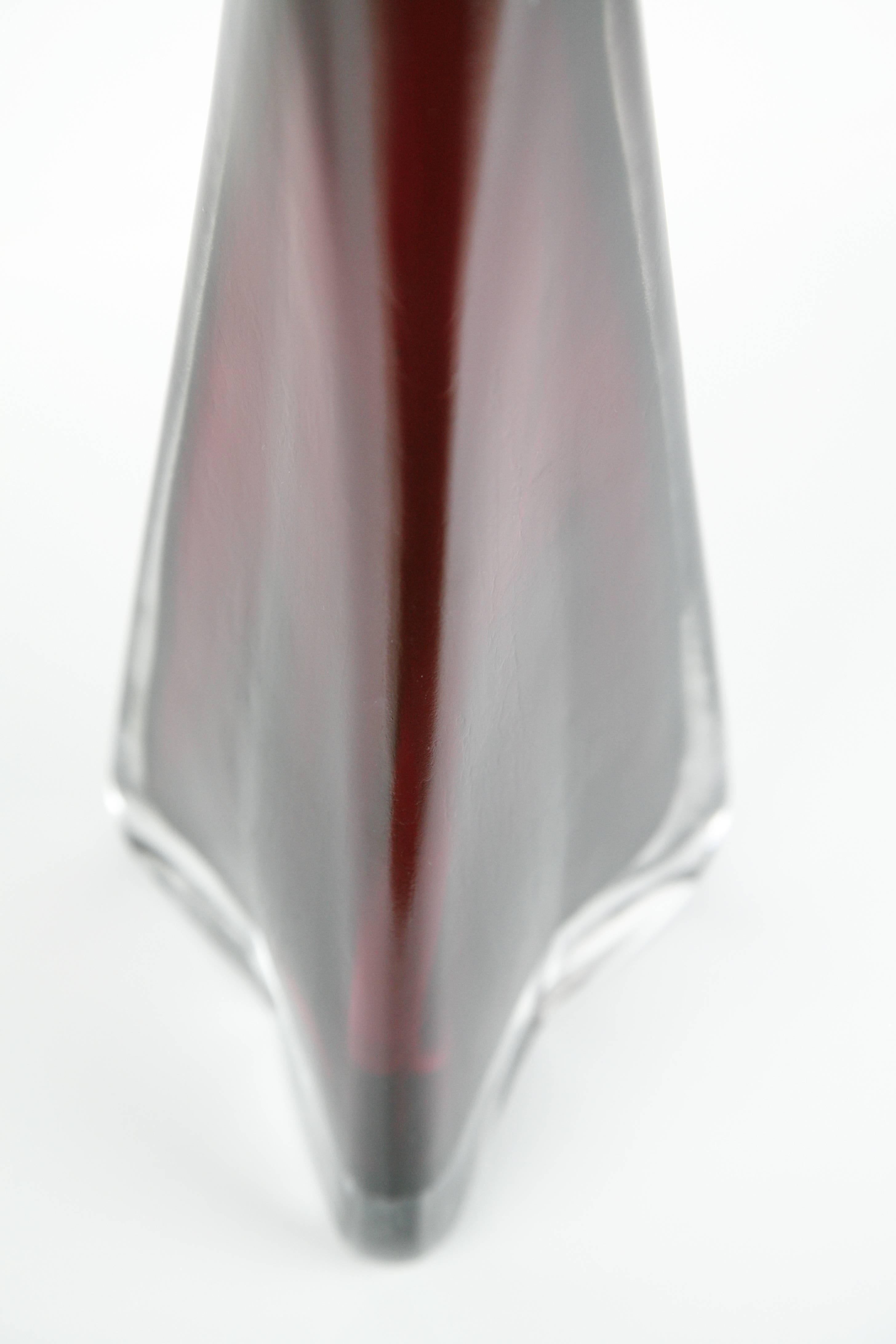 Cast Ruby Red Triangular Orrefors Lamp