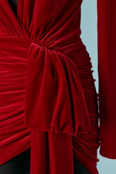 Ruby red velvet draped mini cocktail dress ALEXANDRE VAUTHIER