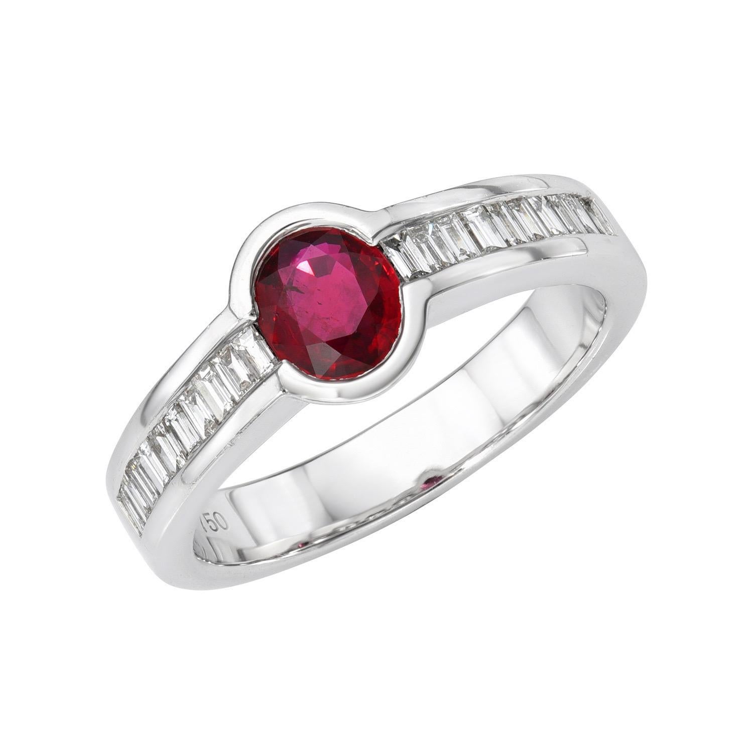 Contemporary Ruby Ring 0.67 Carat Oval For Sale