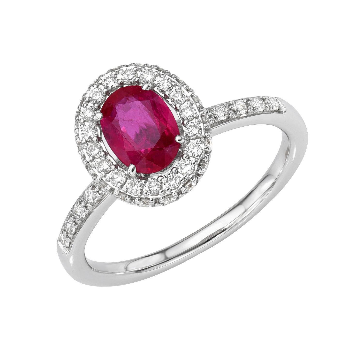 Contemporary Ruby Ring 0.80 Carat Oval For Sale