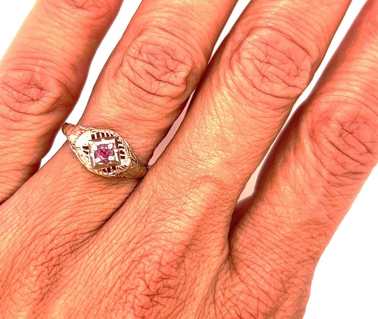 Ruby Ring 1/4ct Original 1920's Art Deco Filigree 10K Yellow and White ...