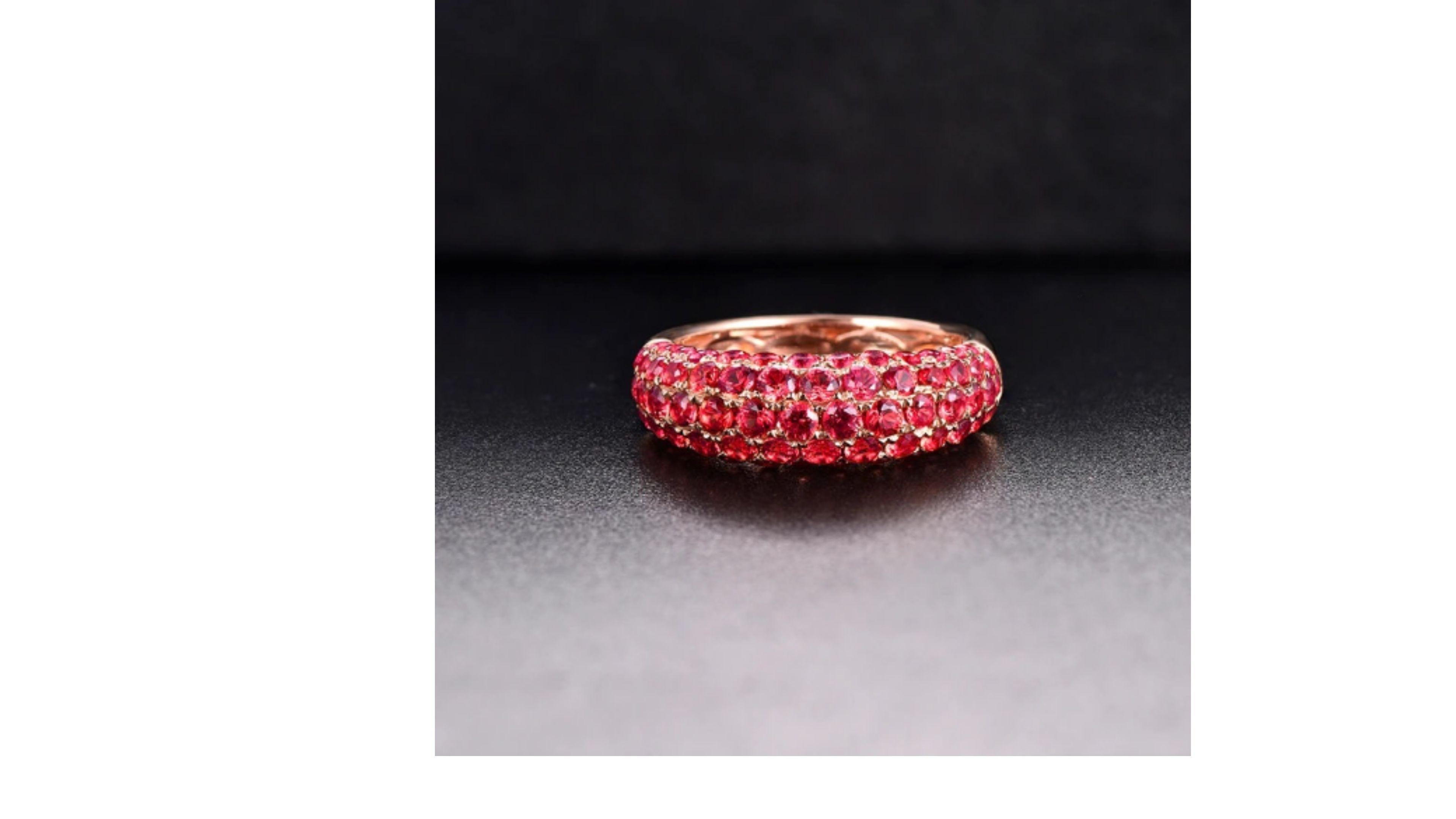 Modern Ruby Ring 14K Rose Gold For Sale