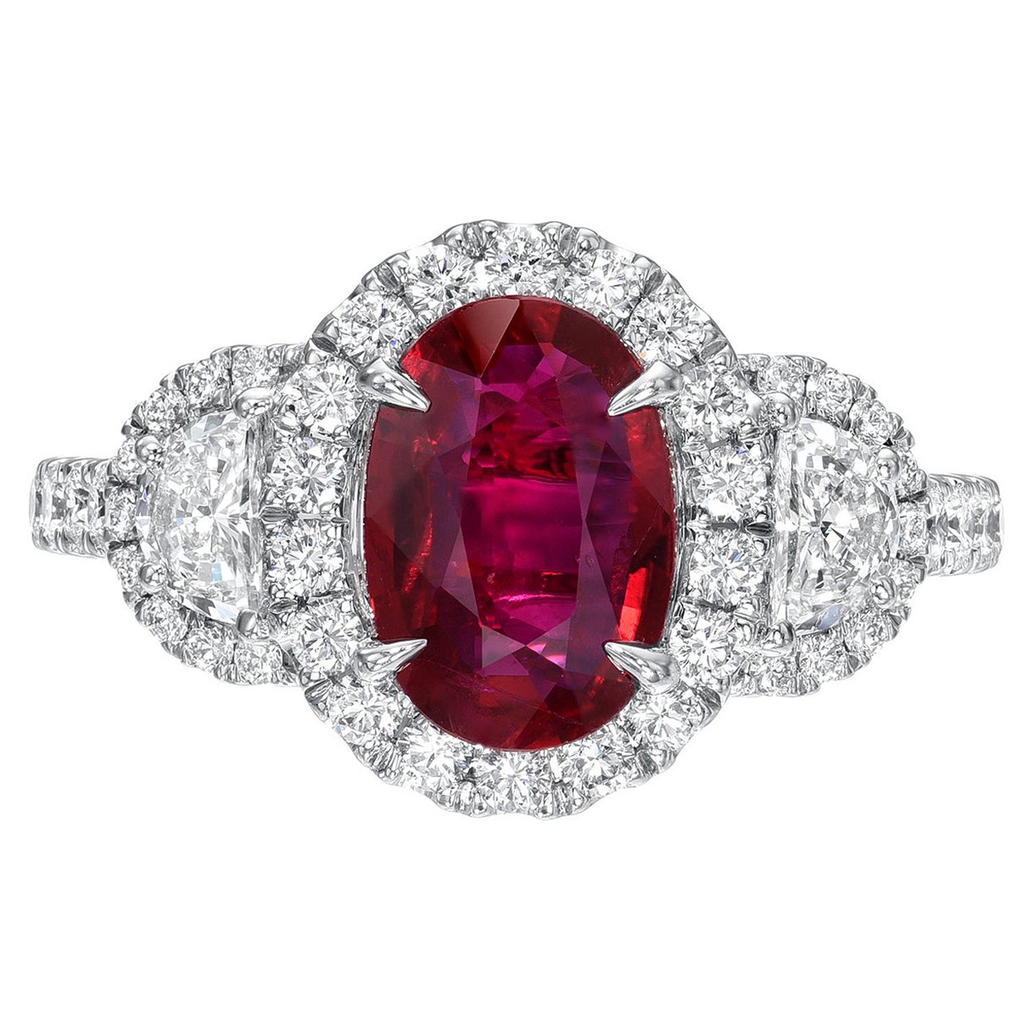 Ruby Ring 1.52 Carat Oval Vivid Red