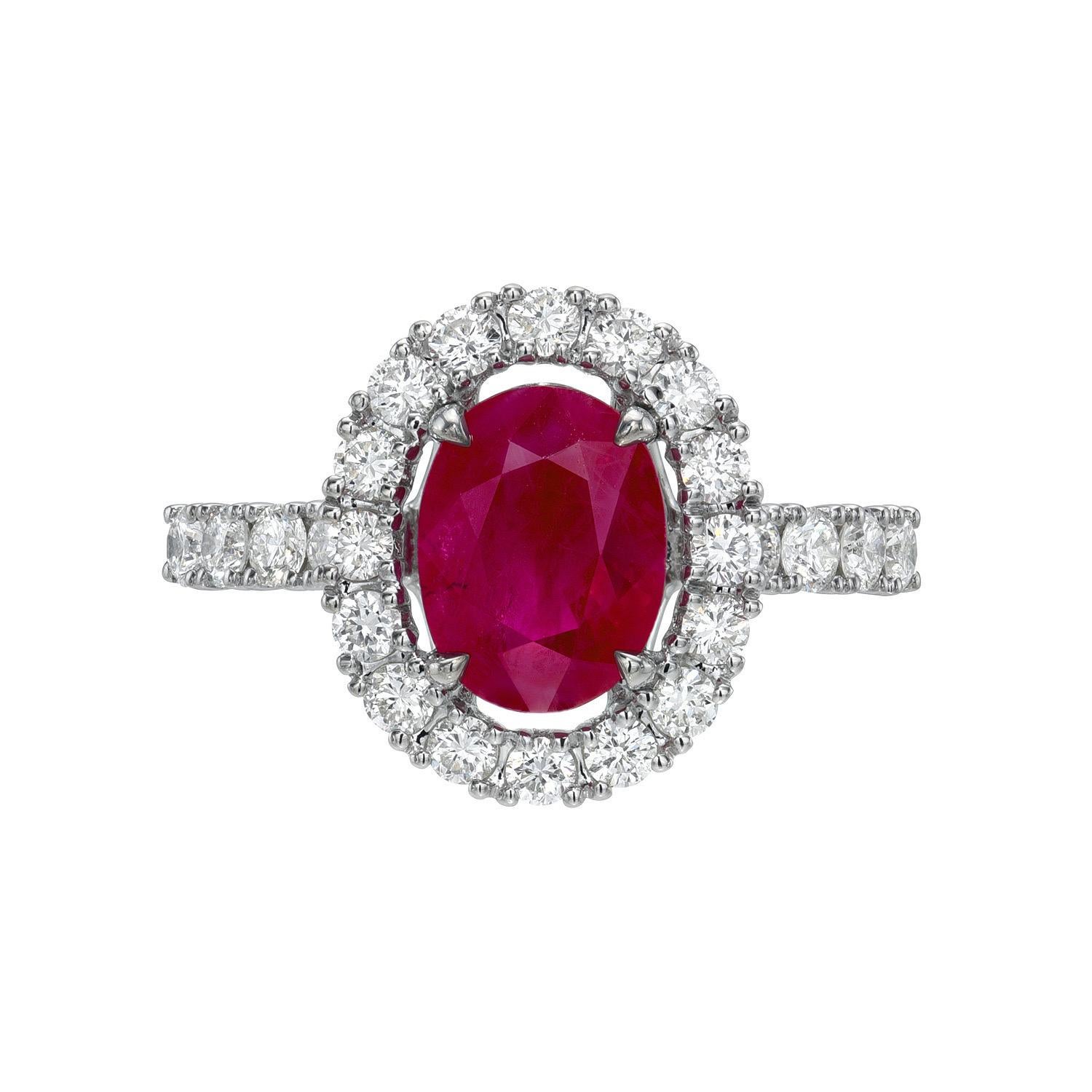 Contemporary Ruby Ring 2.14 Carat Oval For Sale