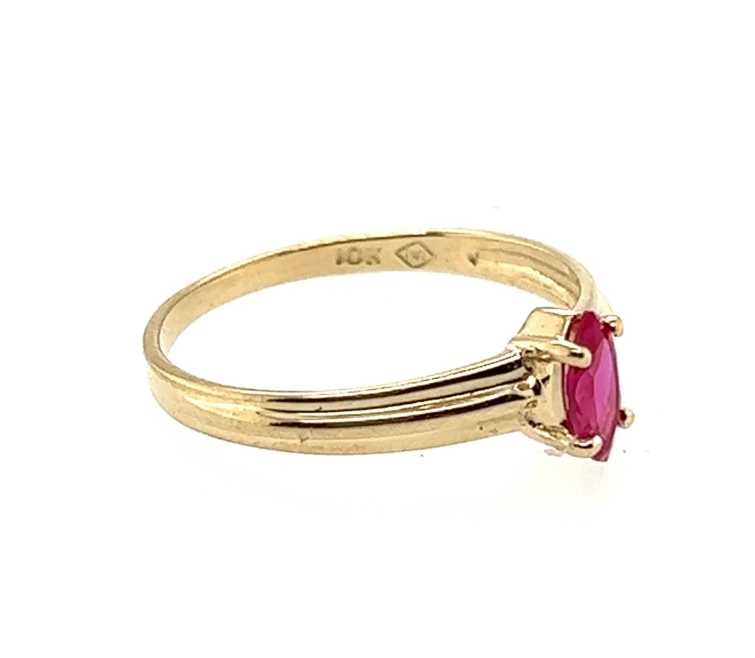 Ruby Ring .30ct Marquise Cut 10K Yellow Gold Brand New In New Condition In Dearborn, MI