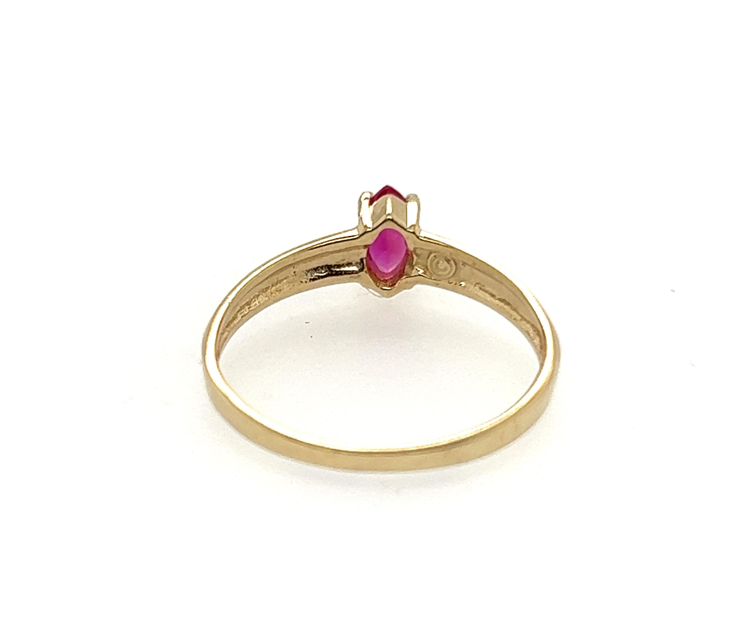 Ruby Ring .30ct Marquise Cut 10K Yellow Gold Brand New 1