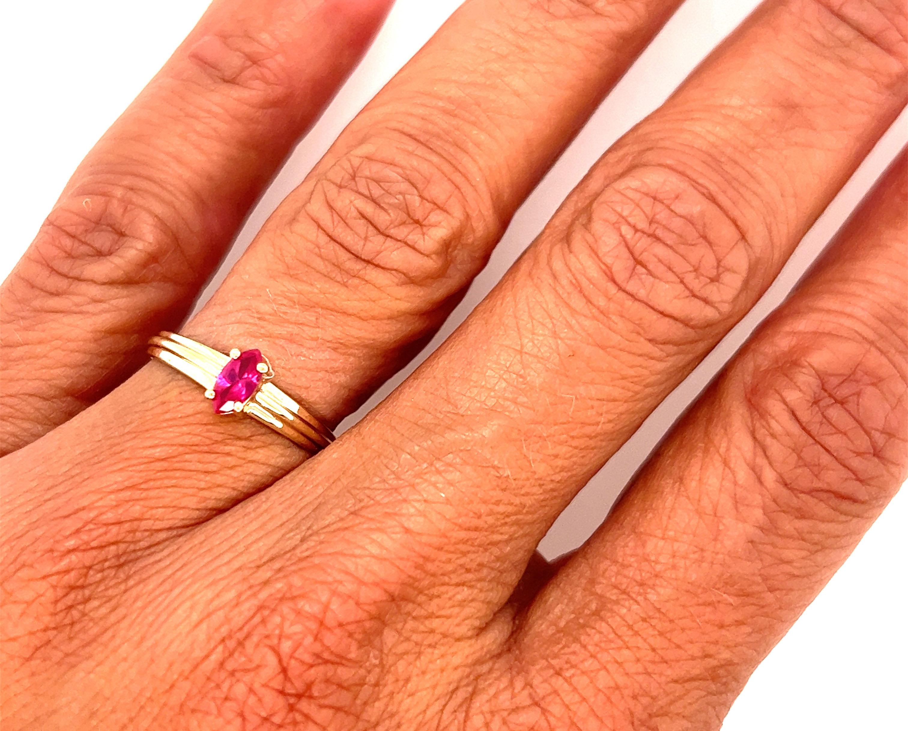 Ruby Ring .30ct Marquise Cut 10K Yellow Gold Brand New 2