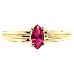 Ruby Ring .30ct Marquise Cut 10K Yellow Gold Brand New