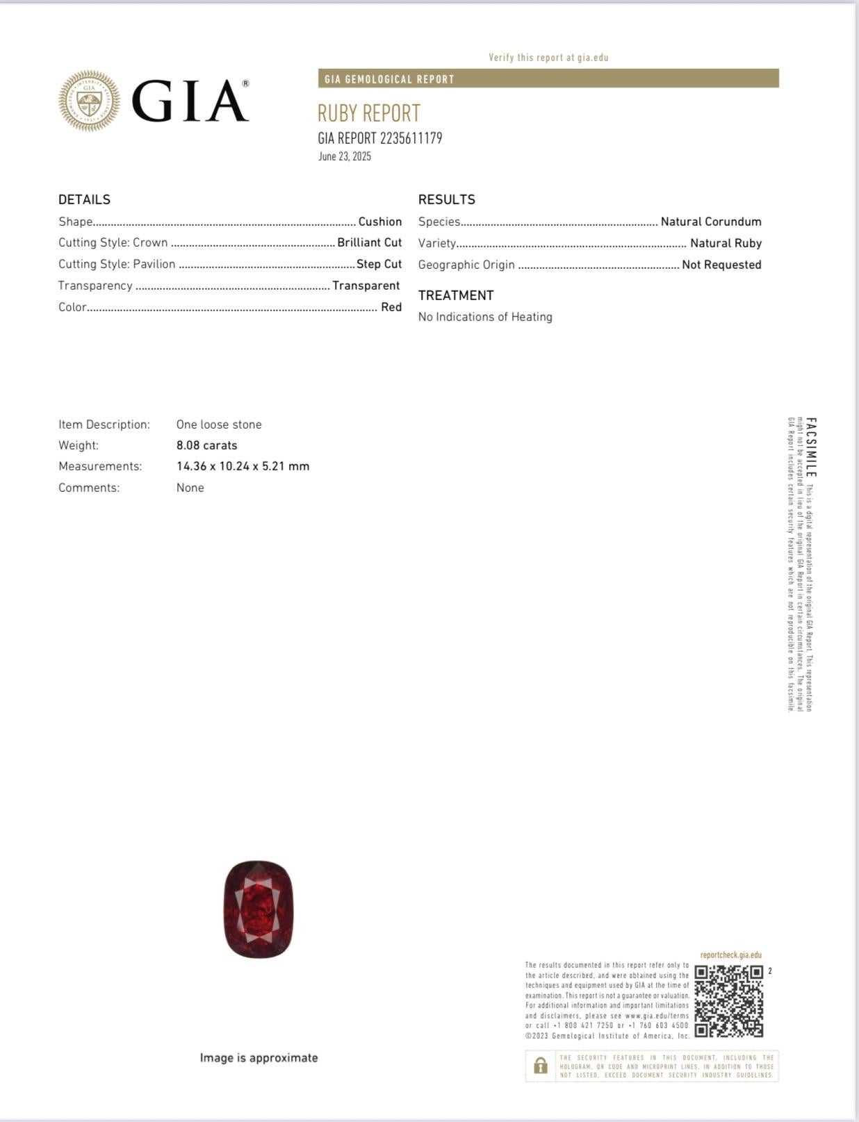 da uomo o donna Anello con rubino 8,08 carati in oro bianco 18 carati non riscaldato  3,28 carati di diamanti in vendita