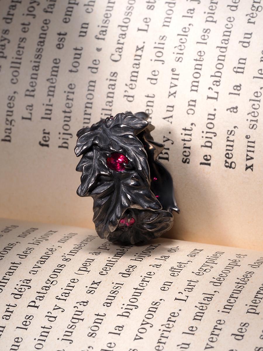 Großer Rubin-Ring Schwarz Silber Große Statement Weihnachtsgeschenkidee Rubin Hochzeitsgeschenkidee im Angebot 5