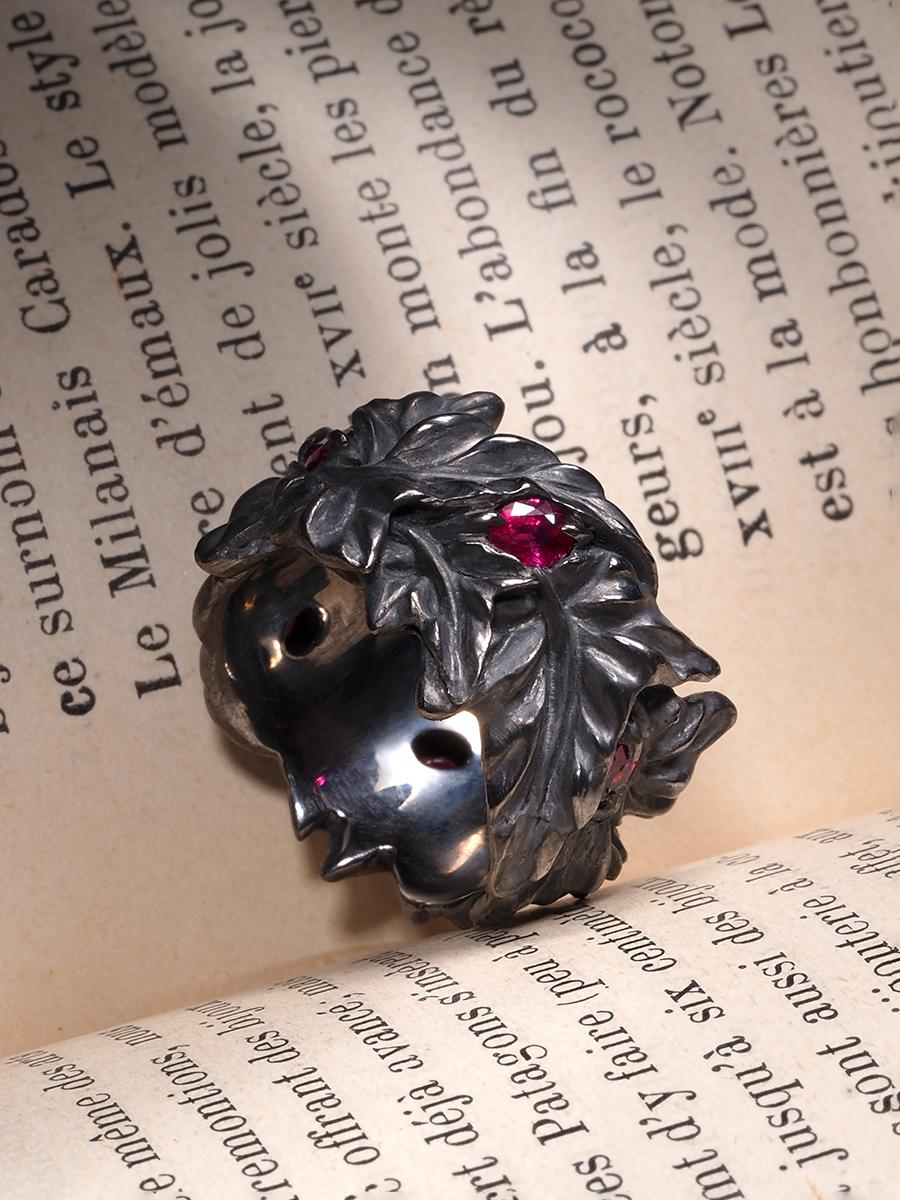 Großer Rubin-Ring Schwarz Silber Große Statement Weihnachtsgeschenkidee Rubin Hochzeitsgeschenkidee im Angebot 6
