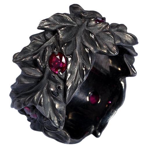 Großer Rubin-Ring Schwarz Silber Große Statement Weihnachtsgeschenkidee Rubin Hochzeitsgeschenkidee im Angebot 10