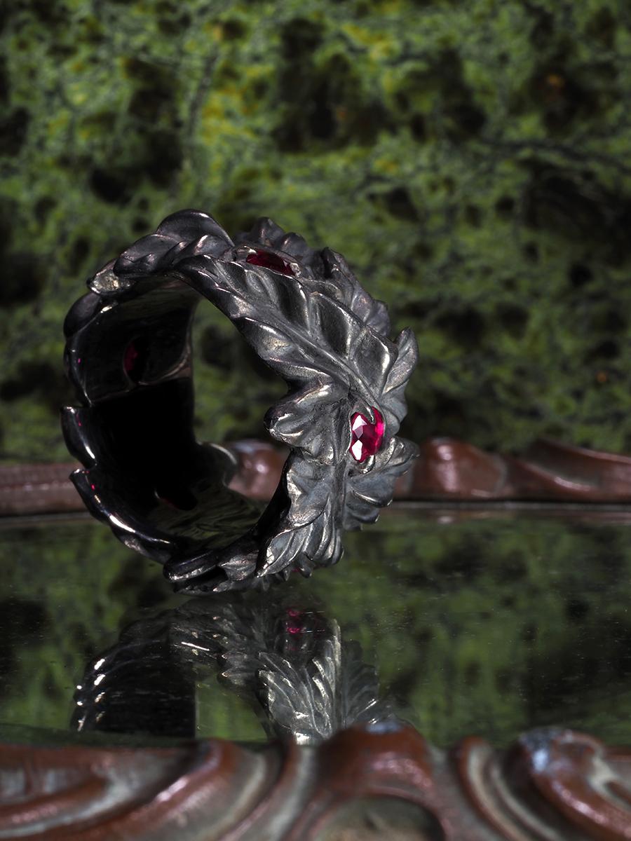 Großer Rubin-Ring Schwarz Silber Große Statement Weihnachtsgeschenkidee Rubin Hochzeitsgeschenkidee im Angebot 1