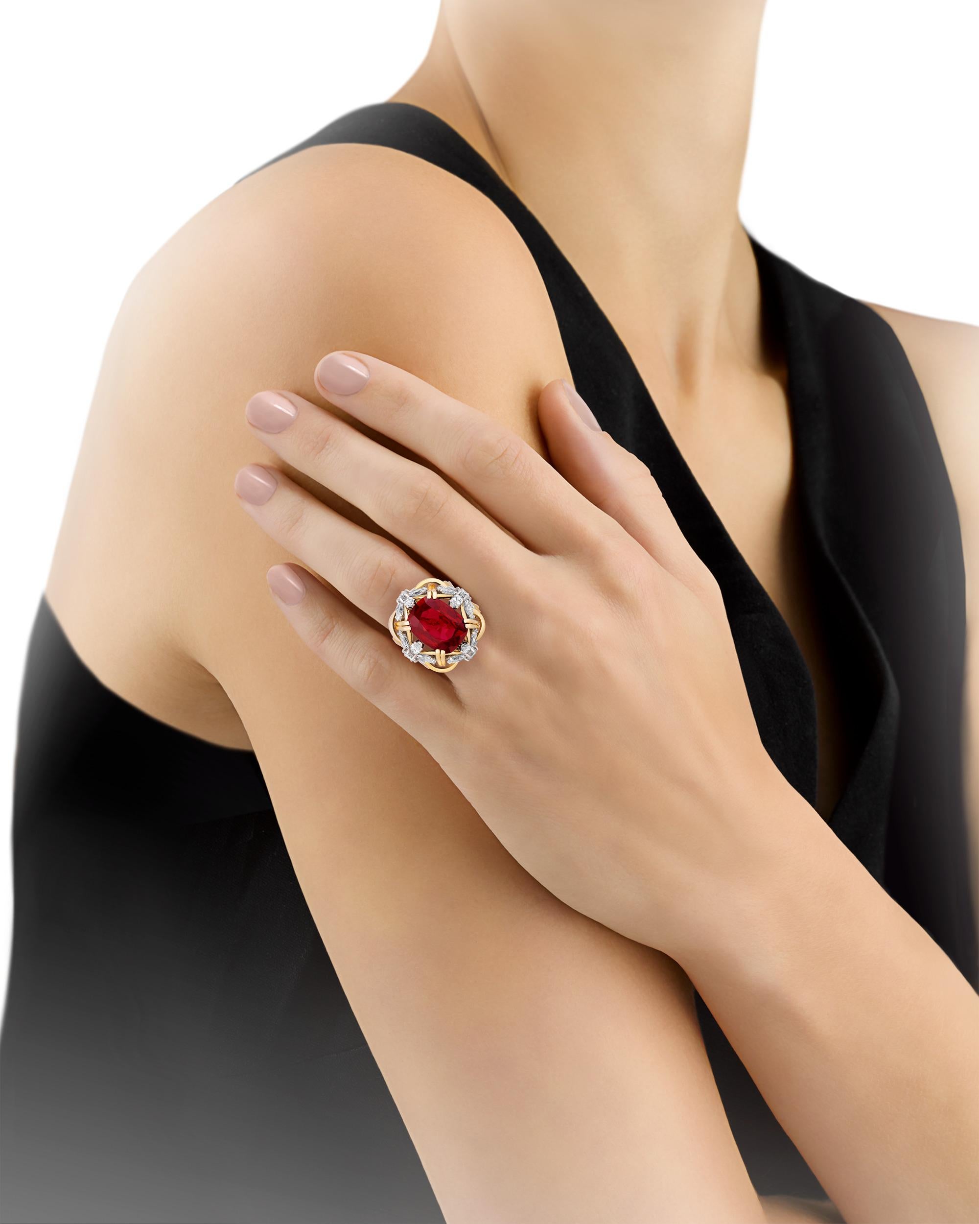Cushion Cut Ruby Ring by Tiffany & Co., 11.71 Carats For Sale