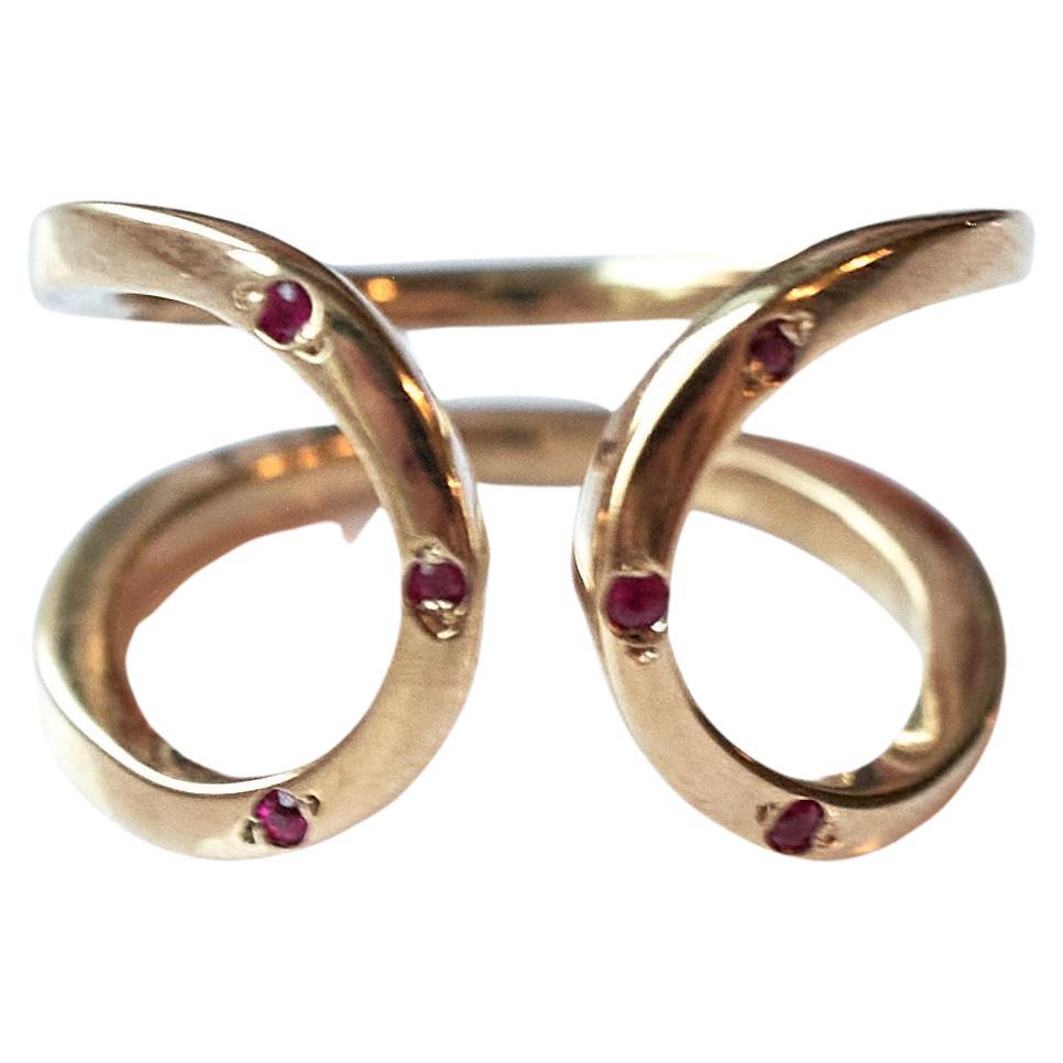 Ruby Ring Cocktail Eternity Bronze J Dauphin In New Condition For Sale In Los Angeles, CA