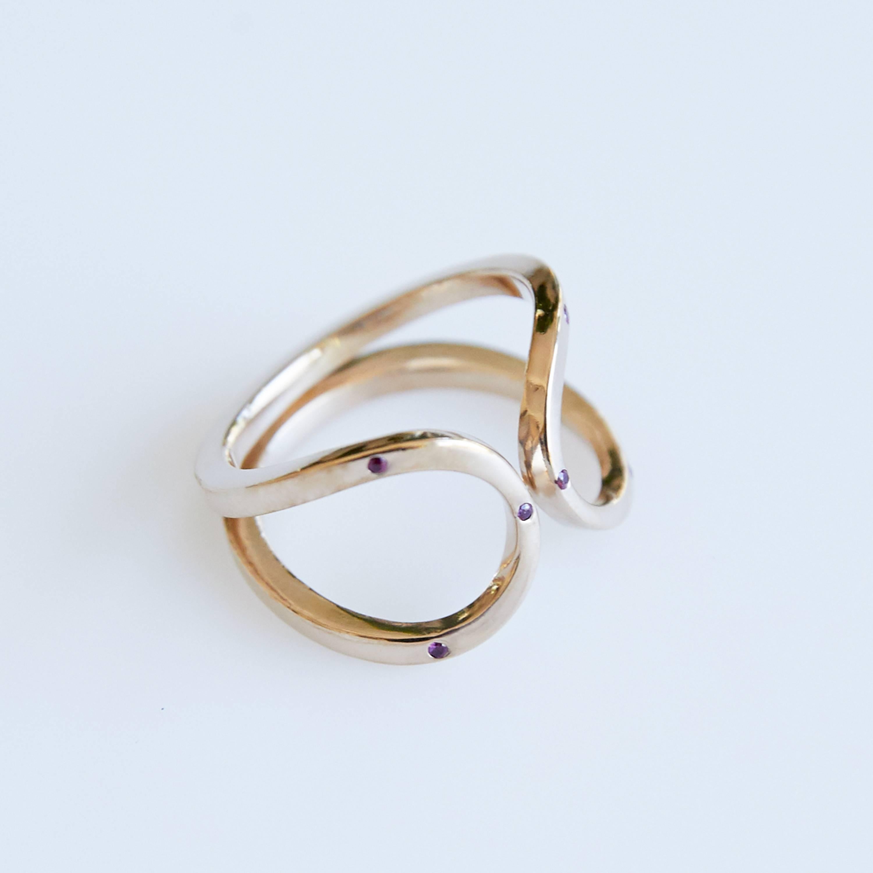 Contemporary Ruby Ring Cocktail Fashion Bronze J Dauphin For Sale