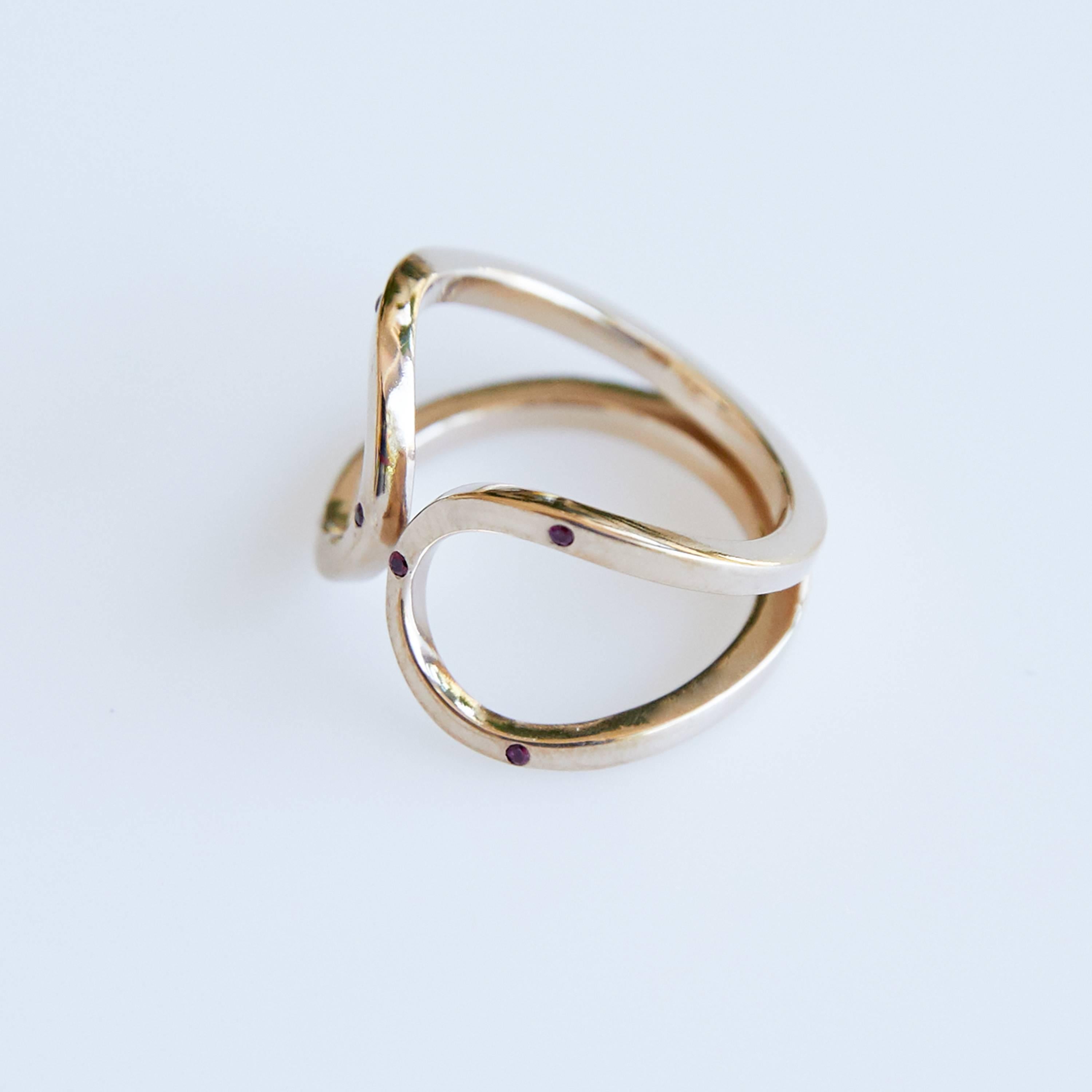Contemporary Ruby Ring Cocktail Fashion Gold J Dauphin For Sale