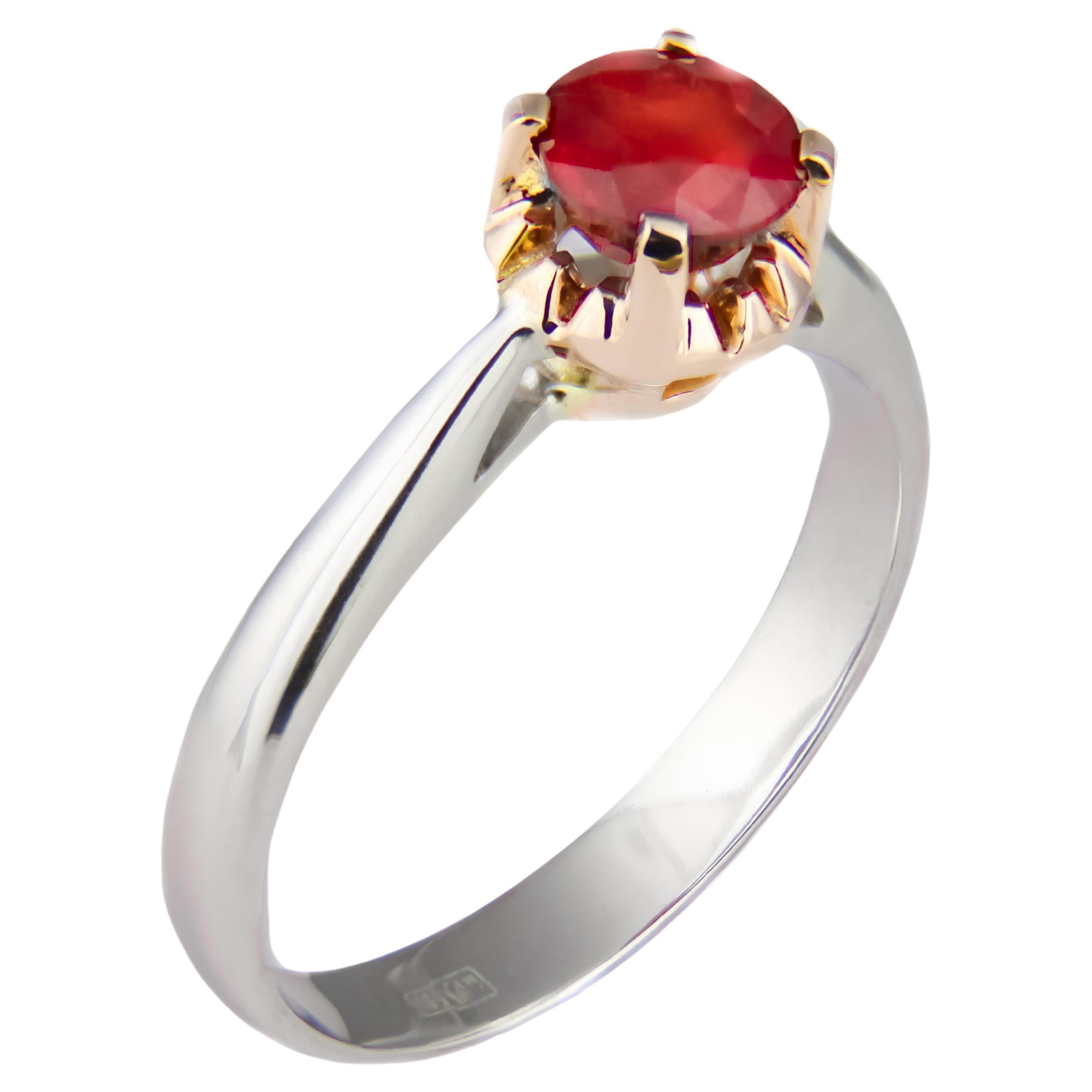 Ruby ring in 14k gold.  For Sale