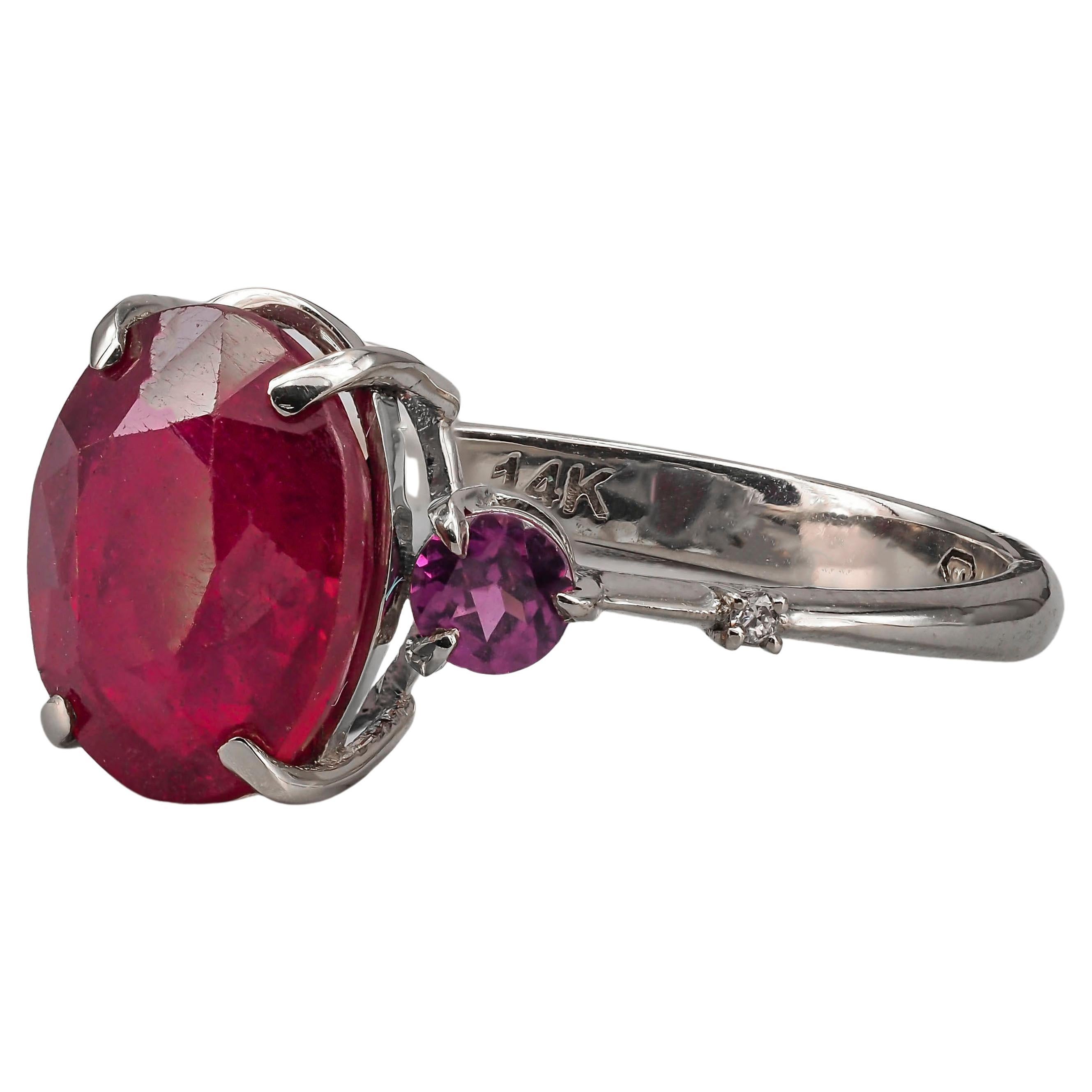 For Sale:  Ruby ring in 14k gold. Oval ruby ring. Solitaire ring with ruby.  2