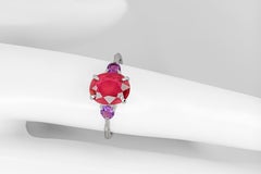 Used Ruby ring in 14k gold. Oval ruby ring. Solitaire ring with ruby. 