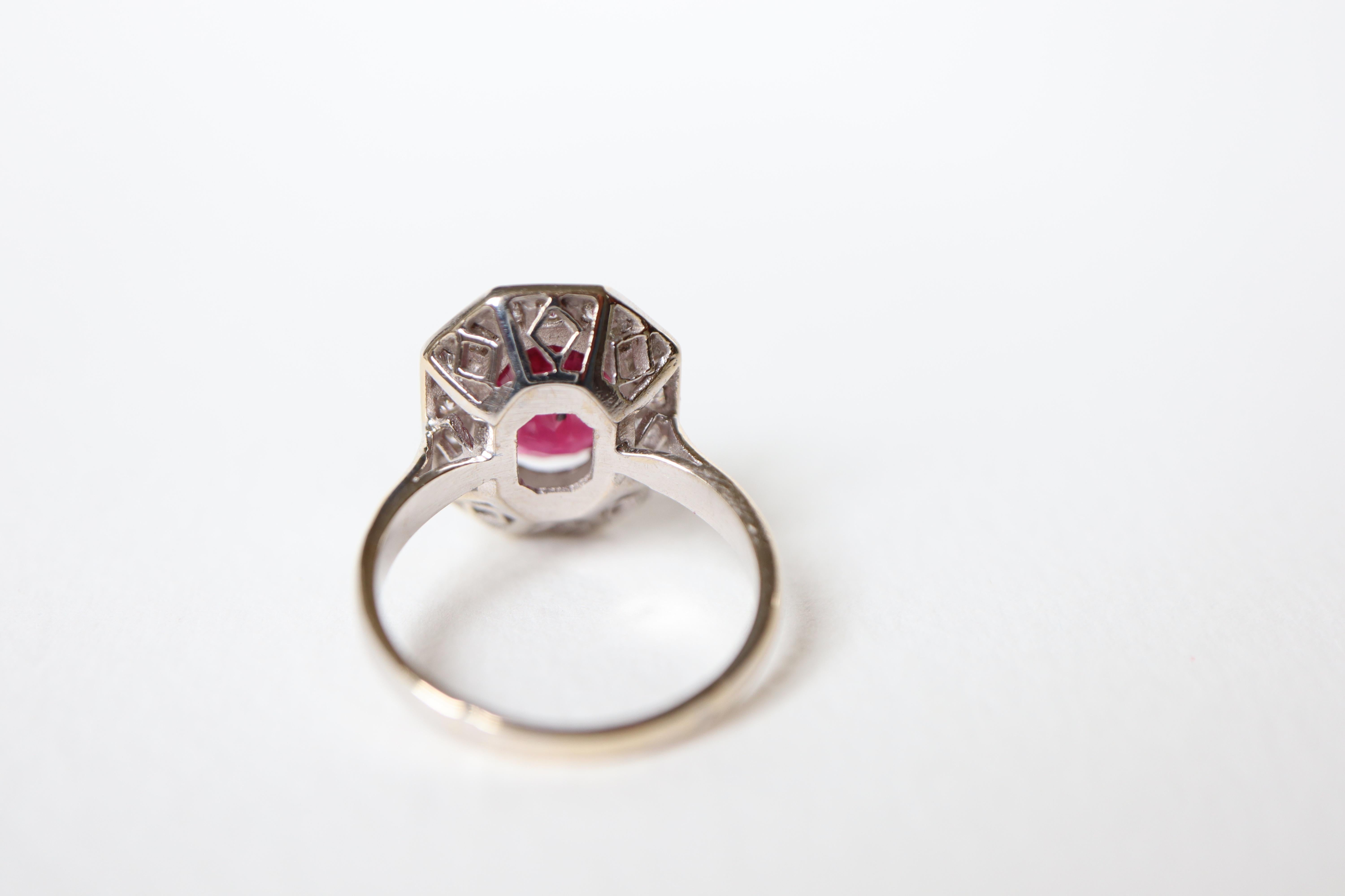 Ruby Ring in 18K White Gold, Diamonds and 5.02KT Ruby For Sale 4