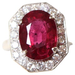 Ruby Ring in 18K White Gold, Diamonds and 5.02KT Ruby